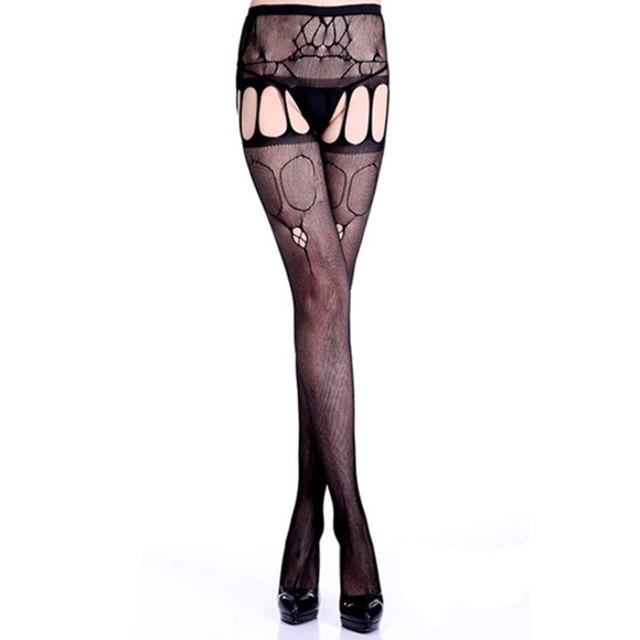 Accessories - Sexy Sheer Stretchy Black Geometric Fishnet Tights